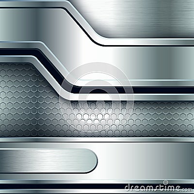 Abstract background, metallic silver banners Vector Illustration