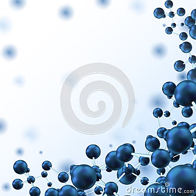 Abstract background with molecules spheres molecular structure Cartoon Illustration