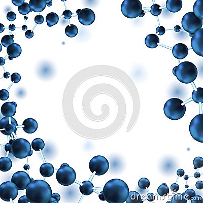 Abstract background with molecules spheres molecular structure Cartoon Illustration