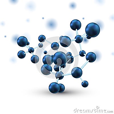 Abstract background with molecules spheres molecular structure Cartoon Illustration
