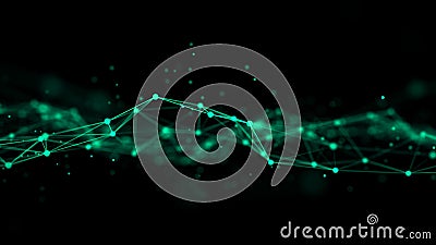 Abstract background with moving dots and lines. Network connection structure. Futuristic illustration. Digital technology design. Stock Photo