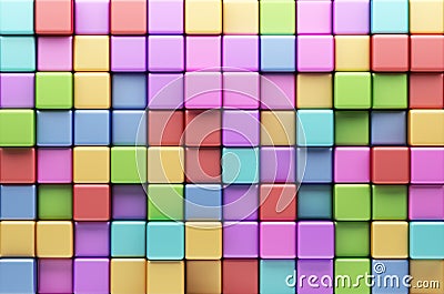 Abstract background of multi-colored cubes 3D Stock Photo