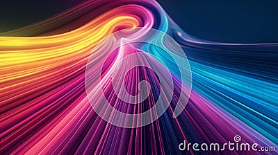 Abstract background: multi-colored curved colored lines extending into infinity, AI generated Stock Photo