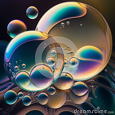 Abstract background with multicolored soap bubbles. Soap bubbles Stock Photo