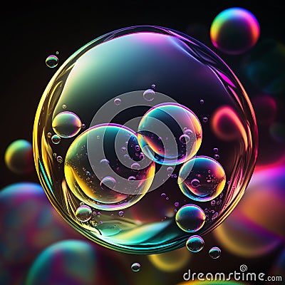 Abstract background with multicolored soap bubbles. Soap bubbles Stock Photo