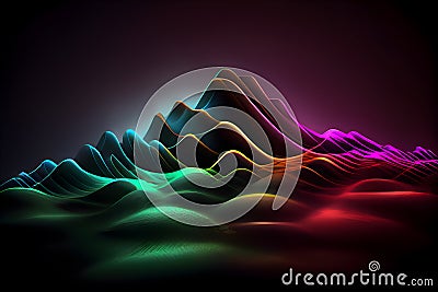 Abstract background with multicoloured waves and lines. AI Generative Stock Photo