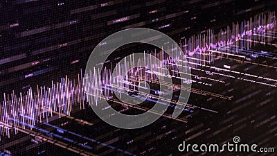 Abstract background with music track and numbers. Animation. Abstract color equalizer moves with numbers on black Stock Photo