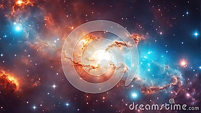 Abstract background with nebulas stars and galactic, science fiction cosmic wallpaper. Generative Ai Cartoon Illustration