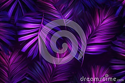 Abstract background with neon colored palm leaves. Generative AI Stock Photo