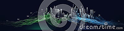 Abstract background noisy graph in white lines from dircles and blurred data lines. Interlacement technology data concept in Stock Photo