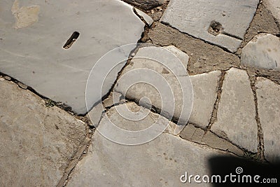 Abstract background of old marble cobblestone pavement. Stock Photo