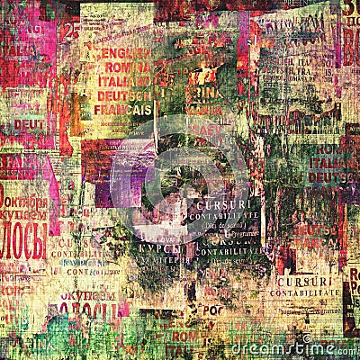 Abstract background with old torn posters Stock Photo