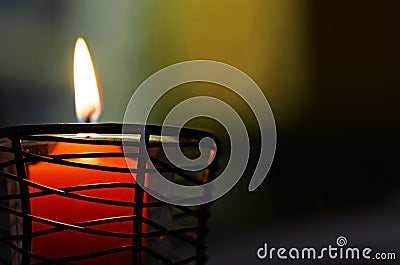 Abstract background one soft candle light burning Stock Photo