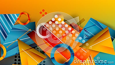 Abstract background - overlapping circles, rectangles, and triangles with vibrant gradients. Semi-transparent shapes Vector Illustration