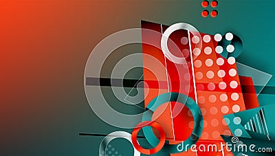 Abstract background - overlapping circles, rectangles, and triangles with Vector Illustration