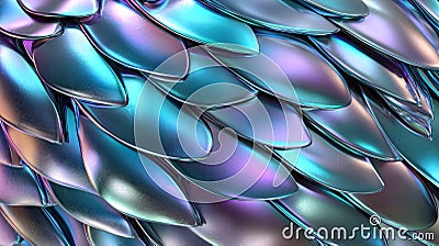 Abstract background with overlapping metallic scales forming an intricate and visually appealing pattern with a Stock Photo