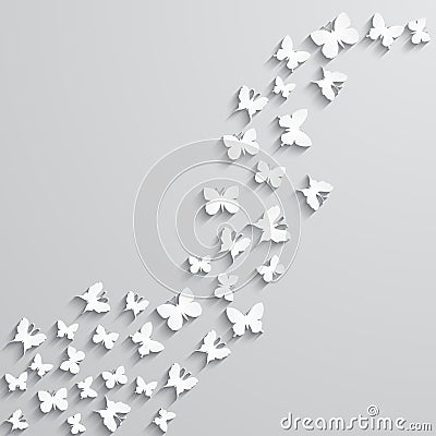 Abstract background with paper butterfly in the wave form. Vector Illustration