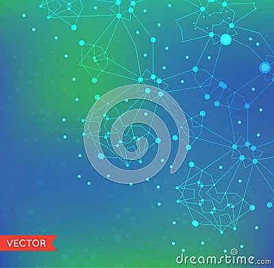 Abstract Background with Particles Structure of Molecule Genetic Vector Illustration