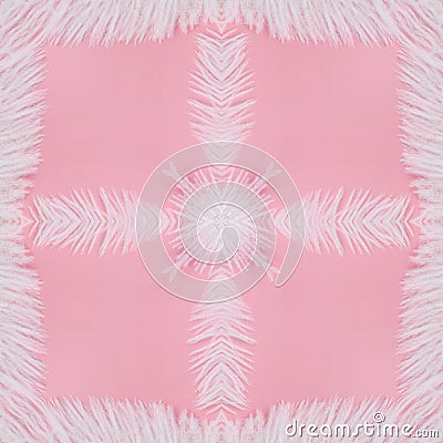 abstract background pattern of kaleidoscope frame. pink ostrich fractal mandala Stock Photo