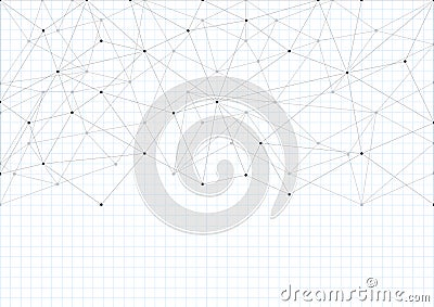 Abstract background with a pattern of lines and dots. A sheet of school notebooks. White sheet of paper. Vector Illustration