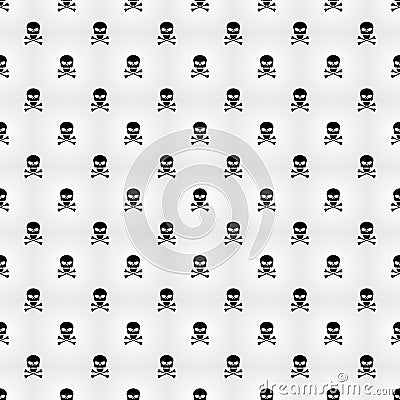 Abstract background. A pattern on a white background of black skulls. Wallpapers for your projects. Danger and threat. Vector illu Cartoon Illustration