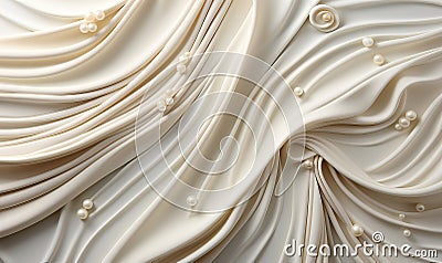 Abstract background, pearls and feathers in white and cream. Stock Photo