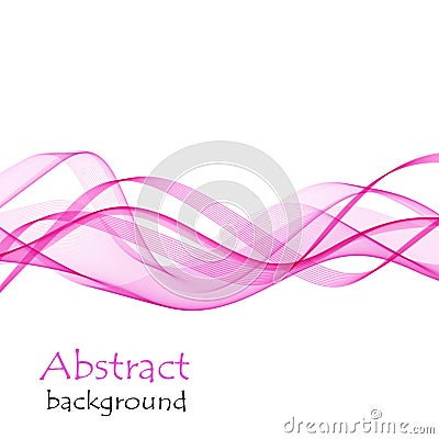 Abstract background with pink waves of transparent flying material Stock Photo