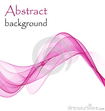 Abstract background with pink waves of transparent flying material Vector Illustration