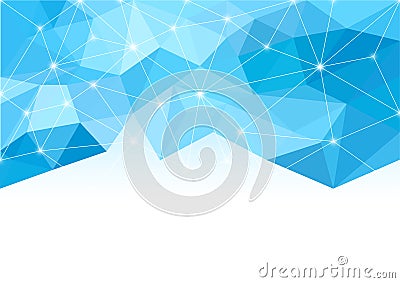 Abstract background in the polygonal style. Shades of blue. Light and sparks. White space for text. Vector Illustration