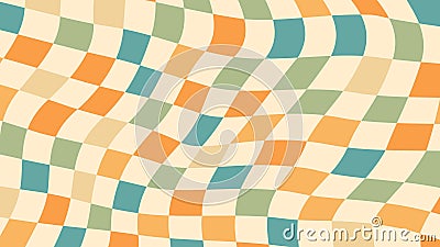 Abstract background of Psychedelic Groovy Checkerboard design in 1970s Hippie Retro style. Vector pattern ready to use for textile Vector Illustration