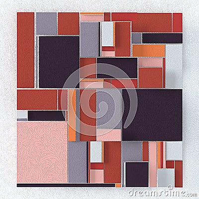 Abstract background of quadrangles, three-dimensional image with texture Stock Photo