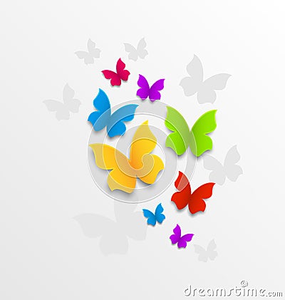 Abstract background with rainbow butterflies Vector Illustration