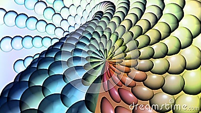 Abstract background with rainbow spheres in a spiral Stock Photo