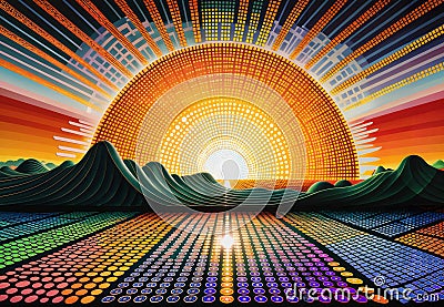 abstract background with rays of light in the form of a tunnel, generative ai Stock Photo