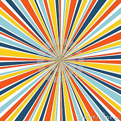 Abstract background with rays in retro colors. 1960s retro hippie style illustration. Vector Illustration