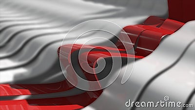 Abstract background with realistic waves lines. Red bend lines in the center. Technology backdrop Stock Photo