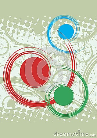 Abstract background with red blue and green spirals Vector Illustration