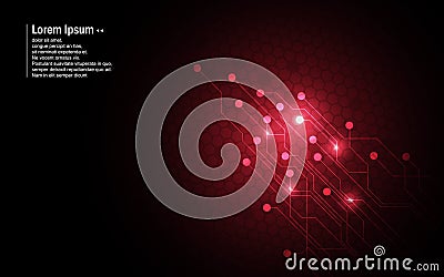 Abstract background red circuit hexagon pattern design technology innovation concept Vector Illustration