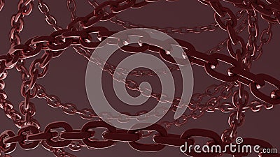 Abstract background with red metal chain. Tangled curvy chain design concept. 3D rendering image. Stock Photo