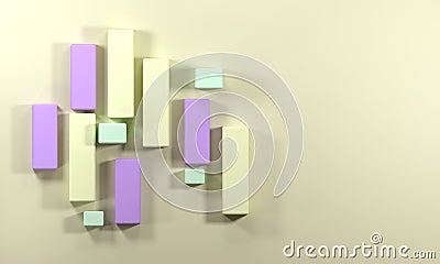 Abstract background render of geometric objects. colored figures on a yellow background. Geometric composition. Stock Photo
