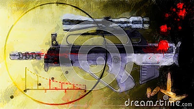 Abstract background - rifle with optical sight Stock Photo