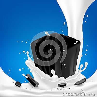 Abstract background ripple milk and charcoal on blue background Vector Illustration