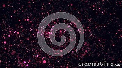 Abstract background with rotating bokeh space on black background. Animation. Space with moving colored shining Stock Photo