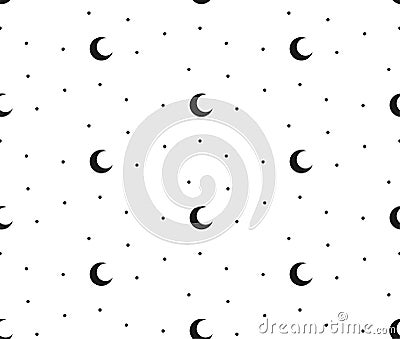 Abstract Background Seamless Pattern Moon And Dots Vector Illustration