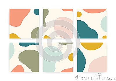 Abstract background set. Modern contemporary graphic design with minimalistic doodle shapes, vector social media post covers Vector Illustration