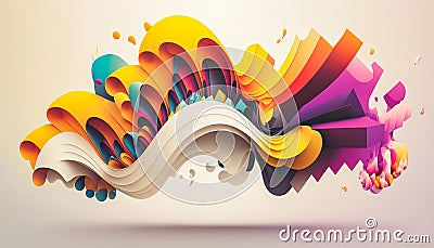 Abstract background with shapes, ata stream, transformation, clouds . Colorful art. Minimalistic design layout for business Stock Photo