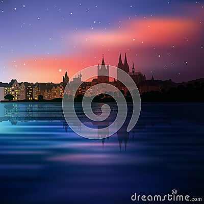 Abstract background with silhouette of cologne and Vector Illustration