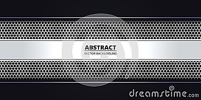 Abstract background with silver hexagon carbon fiber. Vector Illustration