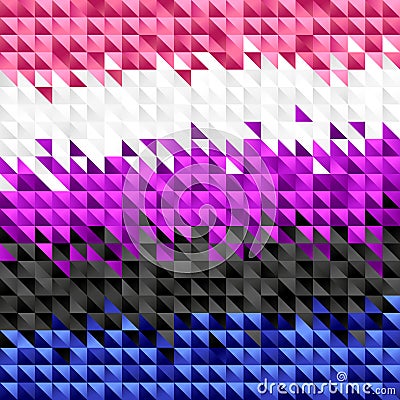 Abstract background of small colorful pink, white, purple, black and blue triangles. Flag of gender fluid pride. Sexual Vector Illustration