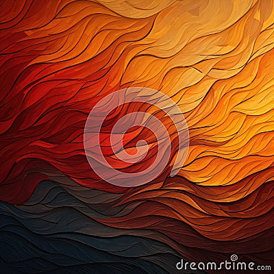 Abstract background with smooth wavy lines in orange and dark colors. Stock Photo